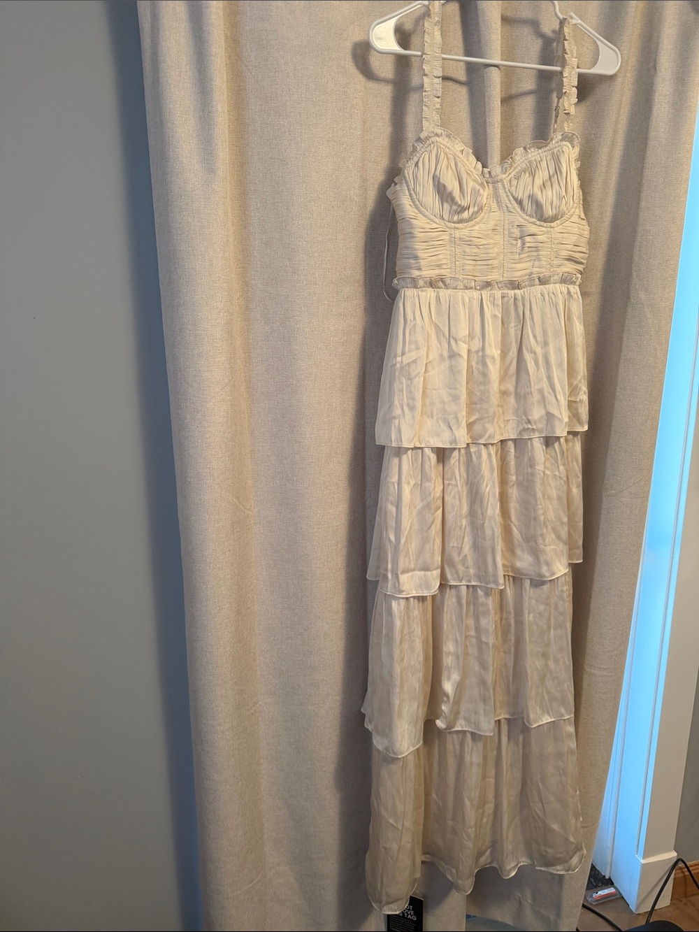 ASTR Cream Tiered Ruffle Maxi Dress